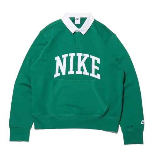 [ナイキ] クラブ フリース ロングスリーブ ポロ スウェットシャツ FN3113-365 マラカイト/ホワイト、グリーン 長袖 ポロシャツ ヘンリーネック ロゴ カジュアル 普段着 スポーツウェア トップス ジム 筋トレ トレーニング 軽量 正規品 メンズ 2XL(XXL,3L,XO) サイズ