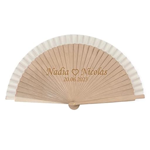Wanapix | Abanico Personalizado | Abanico de Madera Personalizable con Nombre o Texto | Abanico de Mano 42x23 cm | regalo Invitados | Regalo Original | Detalle de Bodas | Novios y Fecha | Ya disponible en tu tienda friki favorita! En mundofriki.es!