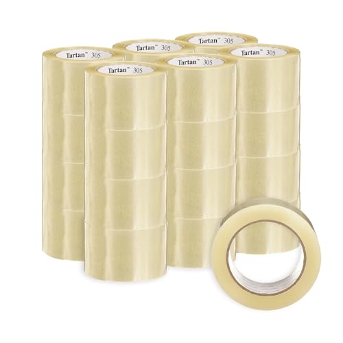 Image of 3M Tartan Box Sealing Tape 305, Clear, 2.83 in x 109.36 yds (72 mm x 100 m) | 24 Rolls Case, Light Duty, Durable
