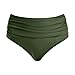 Hfolob Girls High Waist Bikini Bottom,Tummy Control Solid Color Sporty Ruched Bathing Suit Summer Fashion Beach Swim Bottom Army Green,11-12 Years
