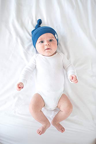Image of Copper Pearl Baby Beanie Hat Top Knot Stretchy Soft River