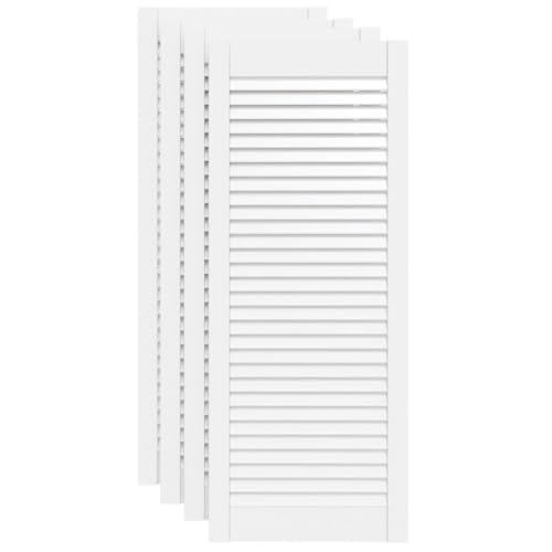 Porte à lamelles en pin blanc lot de 4 persiennes 99,3x39,4 cm pour meuble de cuisine