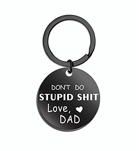 Funny Birthday Gifts for Son Daughter from Dad Don't Do Stupid Keychain Funny Sarcasm Gift for Women Men Friend Teenager Boy Girl Humor Gag Gifts Dad to Kid Stocking Stuffer