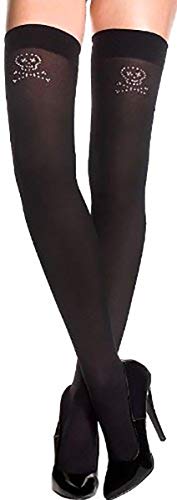 Image of ToBeInStyle Women's Skull Crossbones Skeleton Pirate Symbol Hosiery Tights & Thigh High Stockings