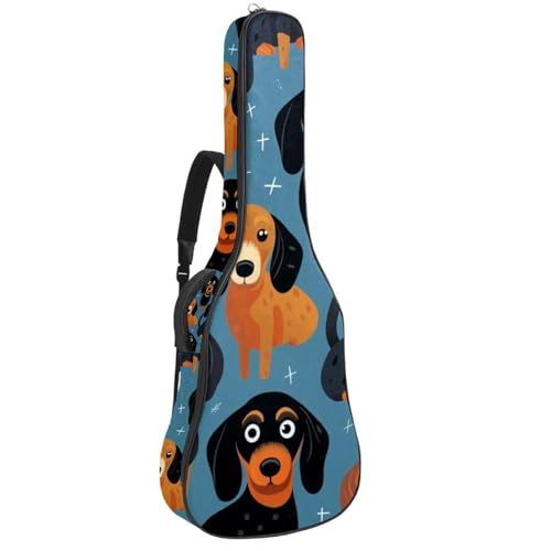 Housse de guitare acoustique étanche 42.9" avec motif teckel multicolore
