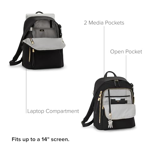 TUMI - Voyageur Halsey Backpack - Women's Lightweight Everyday and Travel Bag - 14.5" X 11.5" X 5.5" - Holds Up to 14" Screen - Black & Gunmetal3