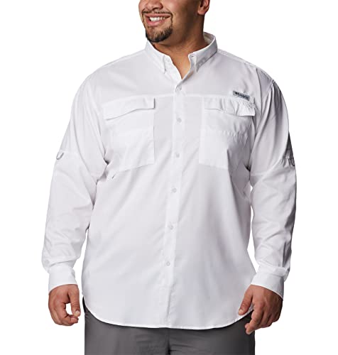 Image of Columbia Men White Omni Shield Blood and Guts IV Woven Long Sleeve Hiking | Trekking | Camping | Safari Shirt, M