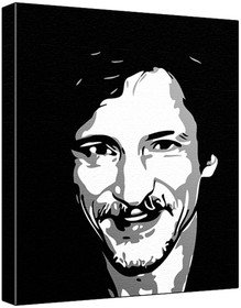 John Hawkes (100% Original Painting. Not A Print ) Acrylic Paint On Deep Framed Canvas (60 x 50 x 1.8 cm) 3-Colour Black/Grey/White-image-25