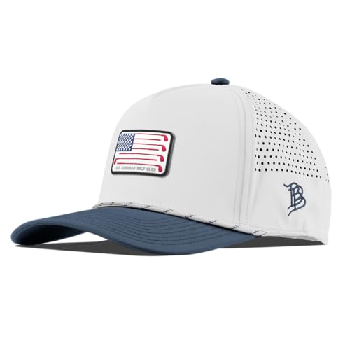 Branded Bills All American Golf Club Flat 5 Panel Rope Hat for Men | Golf Run Workout (Curved 5 Panel, White/Orion)