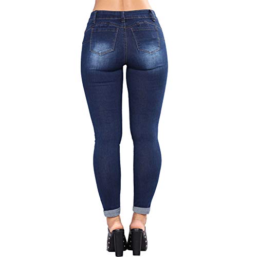 LONGBIDA Women's Stretch Ripped Jeans Skinny Distressed Destroyed Cuffed Denim Pants3