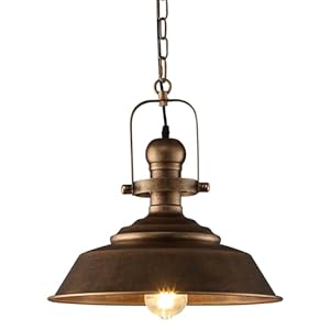 14.2 Inch Farmhouse Pendant Light for Kitchen Island, Bronze Rustic Hanging Ceiling Light with Hand-Painted Finish, Industrial Modern Bar Lighting, Dome Pendants for Dining Room