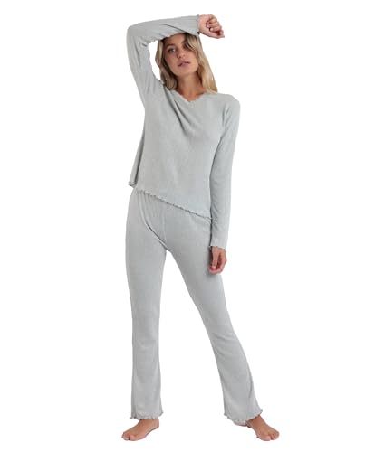 ADMAS Classic You Are Enough Schlafanzug für Damen, langärmlig, mit Knopfleiste, 62625 Grau Jaspis, XXL