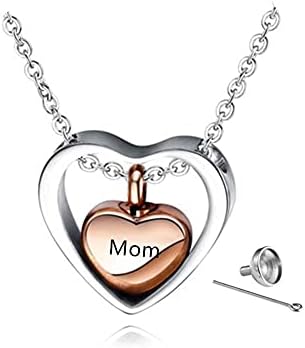 Personalised Heart Shape Urn Necklaces for Human Pets Ashes Stainless Steel Memorial Pet Dog Cat Cremation Pendant Necklace Keepsake Jewellery with Funnel Filling Kit