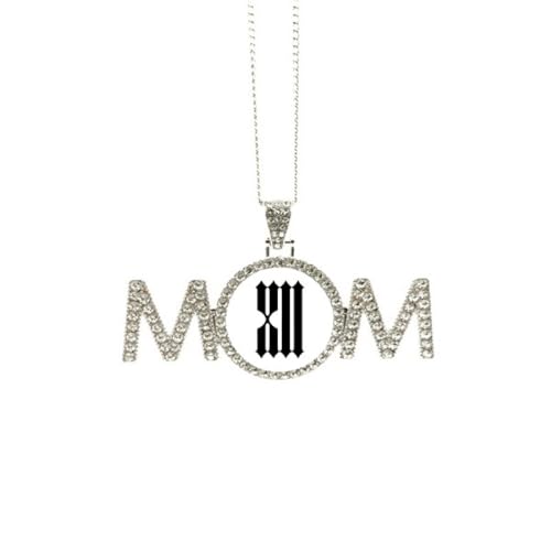 Collier avec chiffres romains 12 noir pendentif tendance fête des mères