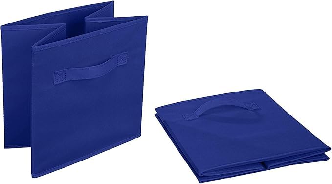 Image of RENVA 4 PCS Fabric Storage Cubes Foldable Storage Bins for Organizing Pantry, Cubbies, Toy Box - Clothes Storage & Closet Organizer (Blue, 4)