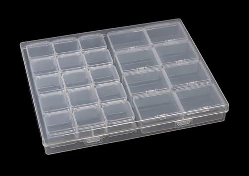 Diamond Painting Aufbewahrungsbox, Diamond Painting Zubehör Boxen, Kunststoff Diamant Stickerei Box, Diamant Stickerei Sortierbox mit Deckel für kleinteile Storage Box Accessory Boxes (23 Fächer)