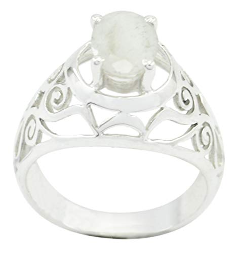 Preisvergleich Produktbild RIYO Jaipur 925 Sterling Silber Bezaubernder natürlicher weißer Ring Geschenkdek