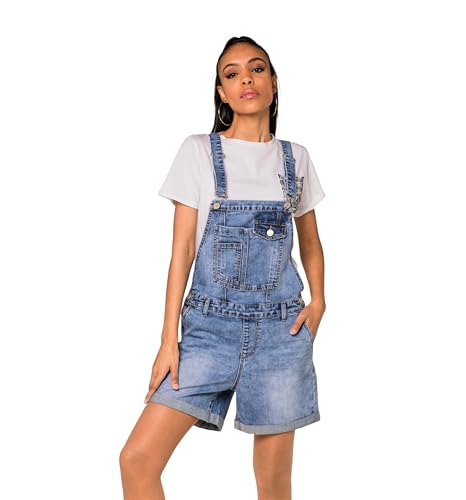 Nina Carter S511 Damen kurze Latzhose Jeans Boyfriend Denim Overall...
