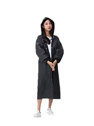 Outdoor Hiking Thickening Adult Poncho Ultralight Unisex Non-Disposable Raincoat_Cuff Rubber Band(145cm*68cm_Black_ Color May Slightly Vary)