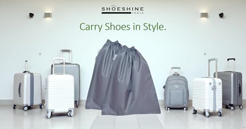 SHOESHINE Washable Shoe Bags Long Lasting Nylon Fabric Soft & Smooth Travel Shoes Pouch - 18 Pcs Grey Storage Shoe Cover