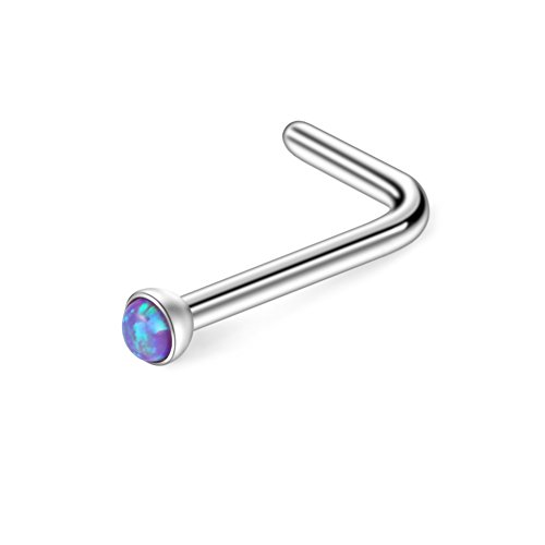 Ruifan 18G 316L Surgical Steel 1.5Mm Mix Color Jeweled Opal & Clear Cz Nose L-Shaped Rings Studs Ring Body Piercing Jewelry 8Pcs #TOP1