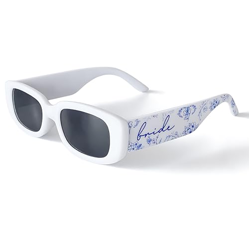 Bride Squad Bachelorette Party Favors Bride Sunglasses UV400 Shades Bride to be sunglasses for Bridal Shower Gifts, Bachelorette Sunglasses for Beach Photos - Wedding& Engagement Gifts(White)