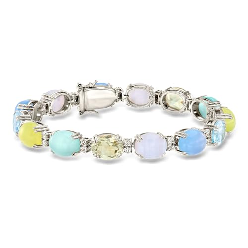 Ross-Simons 14.05 ct. t.w. Pastel Multi-Gemstone Bracelet in Sterling Silver. 8 inches