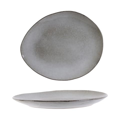 HOME DECO FACTORY - KA3752, Assiette Plate en Céramique Grès Galet, Design Naturel et Zen, Compatible Lave-Vaisselle et Micro-Ondes, Petit Modèle, H2 x 18 x...