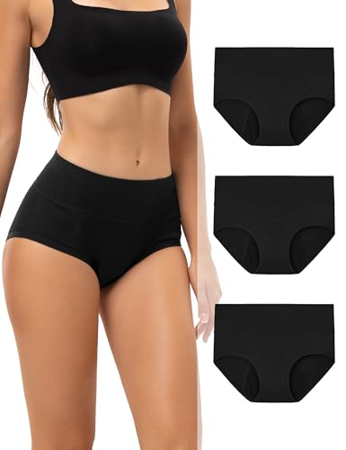 Image of INNERSY Period Underwear for Women Heavy Flow High Waist Cotton Leak Proof Postpartum Menstrual Panties 3-Pack