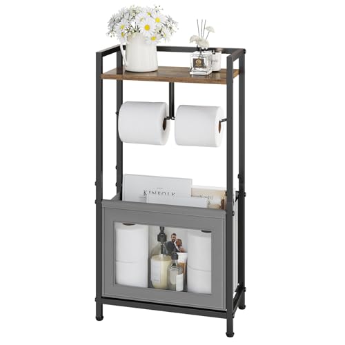 Toilet Paper Holder Free Standing with Storage Basket, Bathroom Tissue