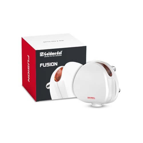 Image of Goldmedal Fusion 16A 3 Pin Plug Top | Ideal for Geysers, ACs, Fridges, Washing Machines | Heavy-Duty Polycarbonate Body | White