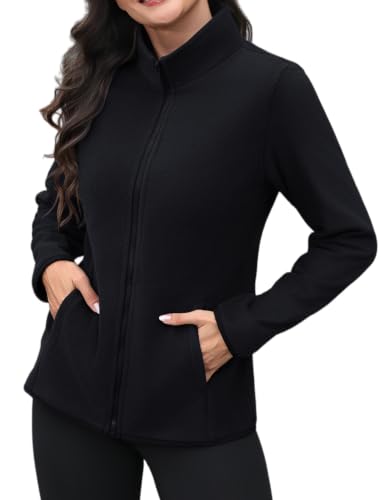 Image of Zeagoo Fleece Jacket Women Full Zip Warm Coat Microfleece Sweater Black XL