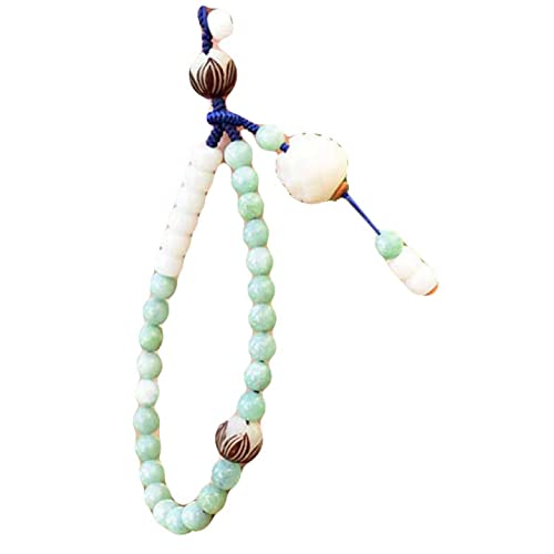 Bodhi Jade Phone Charm Natural Green White Stone Lotus Beaded Phone Lanyard Flower Strap Phone Accessory Unisex Ornaments #TOP7