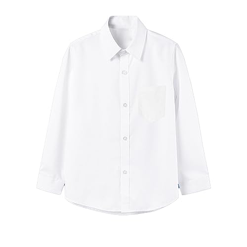 Boys' Long Sleeve Classic Shirt Button Down Shirt Single Chest Pocket White