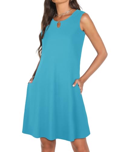Image of Summer Dresses for Women 2026 Casual Sleeveless Sundress Floral Loose Fit Beach Cover Up with Pocket