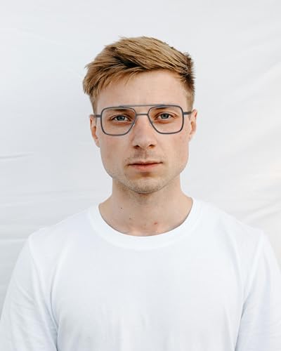 Image of LJCZKA Retro Pilot Style Blue Light Blocking Glasses Square Metal Double Bridge Anti Glare Computer Glasses for Women Men
