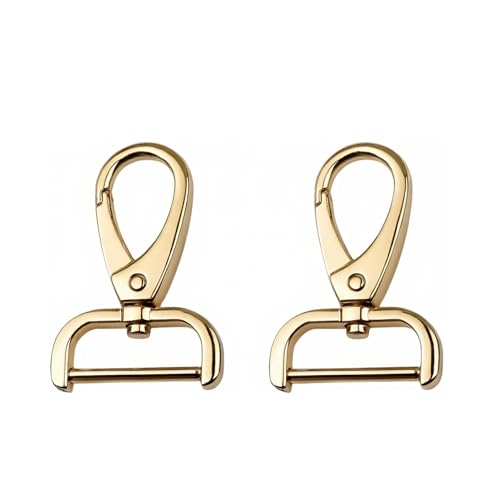 Image of 2 Pack 1 Inch D Rings with Swivel Lobster Clasps, Detachable Snap Hook for Bag Straps, Gold Bag Hardware for Purses, Handbags, Backpacks, Crossbody Bags Replacement, DIY Craft Accessories RARITYLL