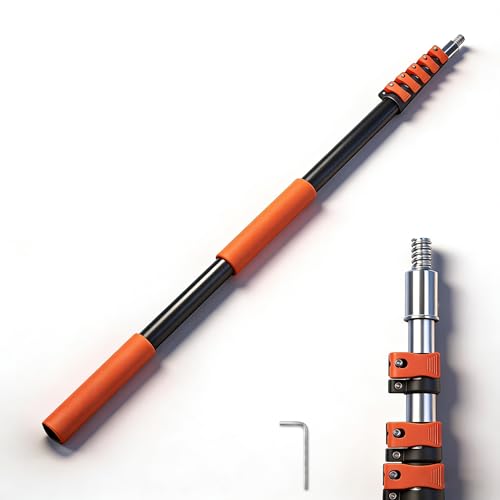 TONYINGO 3-12FT Telescopic Extension Pole Flip-Lock & Screw Dual Locking Extendable Pole Multi-Purpose Paint Roller Extension Pole for Painting & Cleaning