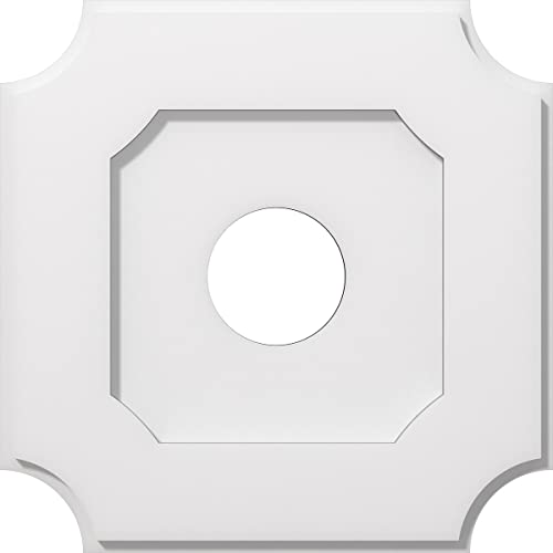 Image of Ekena Millwork CMP16LE-04000 Locke Architectural Grade PVC Contemporary Urethane Ceiling Medallions 16 inchOD x 4 inchID x 9 1 /2 inchC x 1 inchP