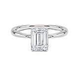 GRA Certified 2.00 CT Octagon Moissanite Engagement Ring, 8x6mm Emerald Cut, Solid 925 Sterling Silver With Rhodium Plated | Halo Accents Solitaire Engagement Ring (W)