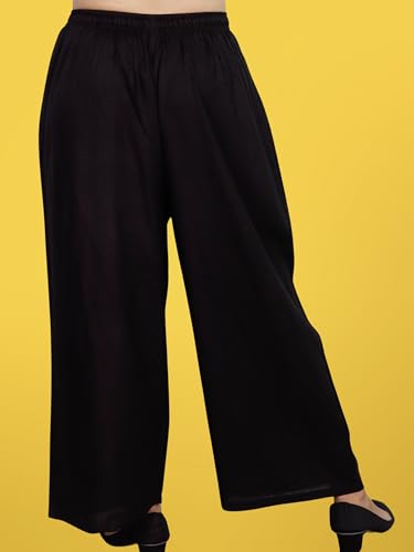 Image of KASANI Women's Solid Rayon Palazzo Pants Regular Palazo