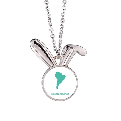 Collier carte du sud vert et lapin en argent - Bijou pendentif tendance