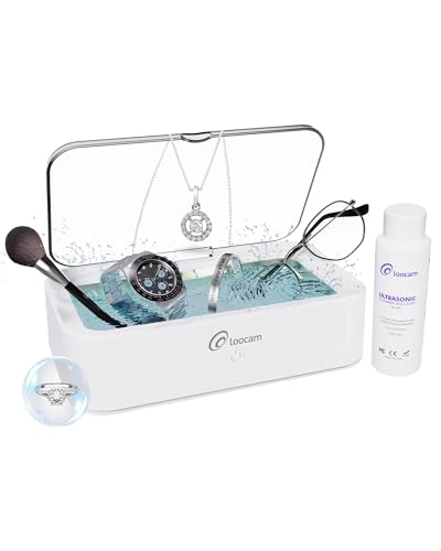 Loocam Limpador ultrassônico com solução de limpeza de 120 ml incluída, capacidade de 600 ml/567.0 g
