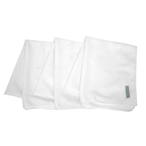 BUILTCOOL Adult Cooling Towel - Men & Women Chilly, Lightweight, Soft, Neck and Face Cooling Towel for Sport, Camping, Hunting, One Size, White, 3 Pack
