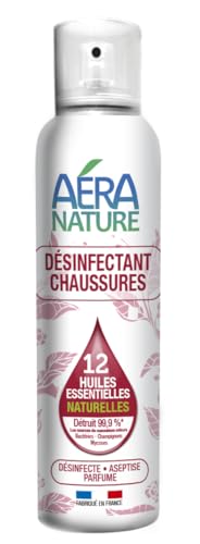 Aera Nature - Spray Désinfectant Chaussures +800 Pulvérisations - Antibactérien, Anti Mauvaises Odeurs - Fabrication Française - 125 ml