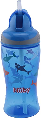 Nûby Flip-It Straw Cup for Children Drinking Bottle with Straw for Toddlers BPA-Free, Blue, 360 ml, 12+ Months - Image 4