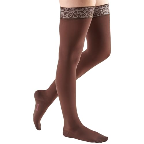 Image of mediven comfort for women, 15-20 mmHg, Thigh High Compression Stockings w /Lace Top-Band, Closed Toe