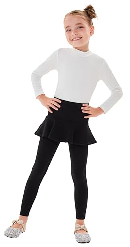 Yknktstc Girls 3 Pack Footless Leggings with Ruffle Skirt Tutu Pants Comfortable Stretchy Cotton Tights for Kids Toddler3