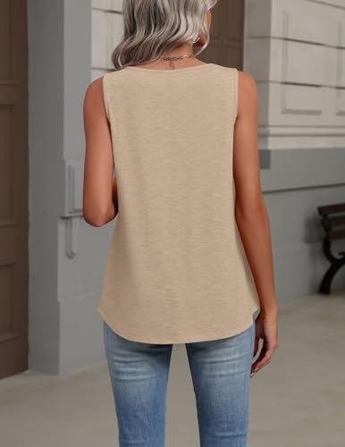 Image of Zeagoo Womens Tank Tops Summer Sleeveless Loose Fit Tops V Neck Pleated Shirts Basic Tees Dressy Casual Trendy Clothes