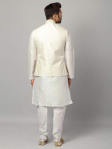 Image of Uri and MacKenzie Men's Silk Blend Kurta Churidar Pyjama with Stylish Nehru Jacket
